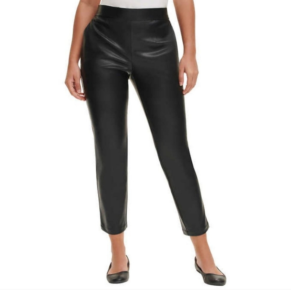 DKNY JEANS | faux leather elastic waist pant